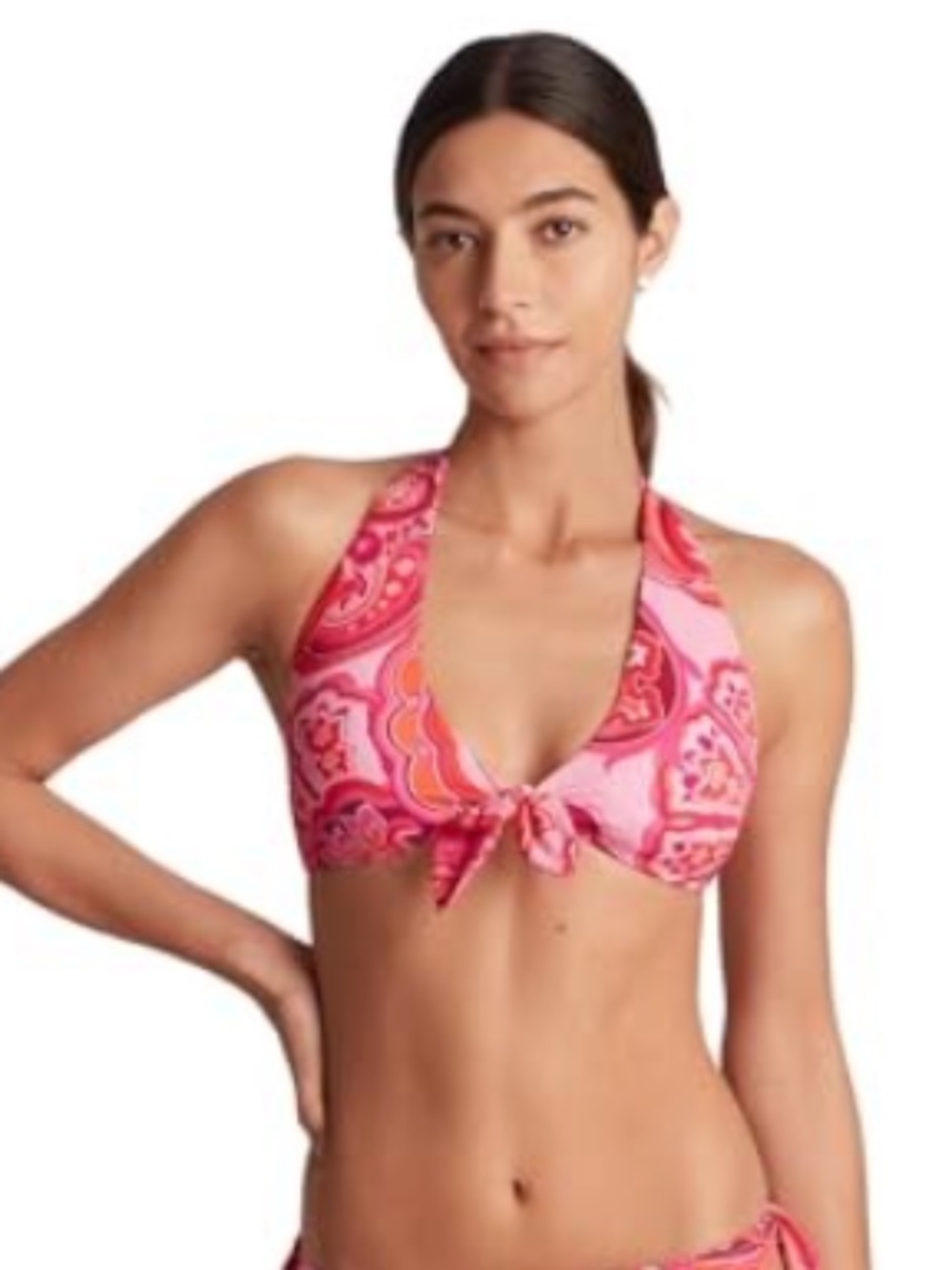 Lauren Ralph Lauren Provence Paisley Tie Front Halter Bikini Top Swim Sz 6 7961